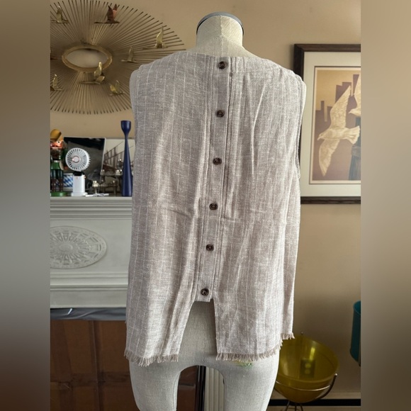 Drew linen blend frayed hem top - Picture 5 of 11